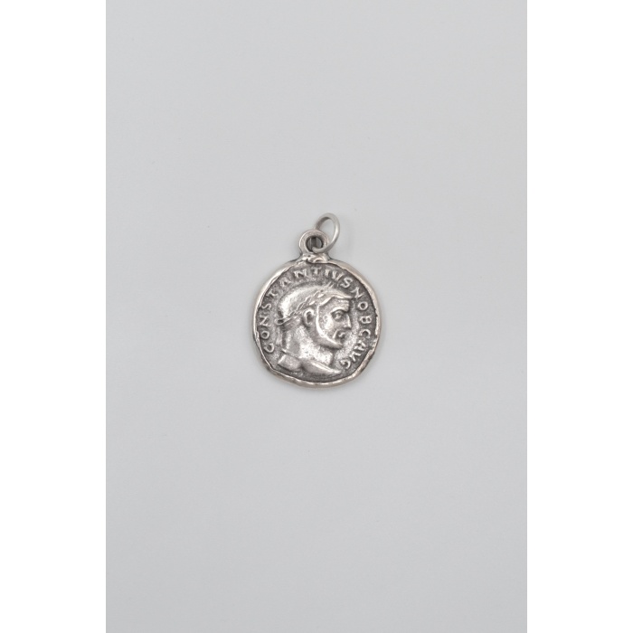 Antik Roma Dönemi Sikke Örme Zincir Kolye - Antik Gümüş Kaplama - Kadın Erkek - 60 cm