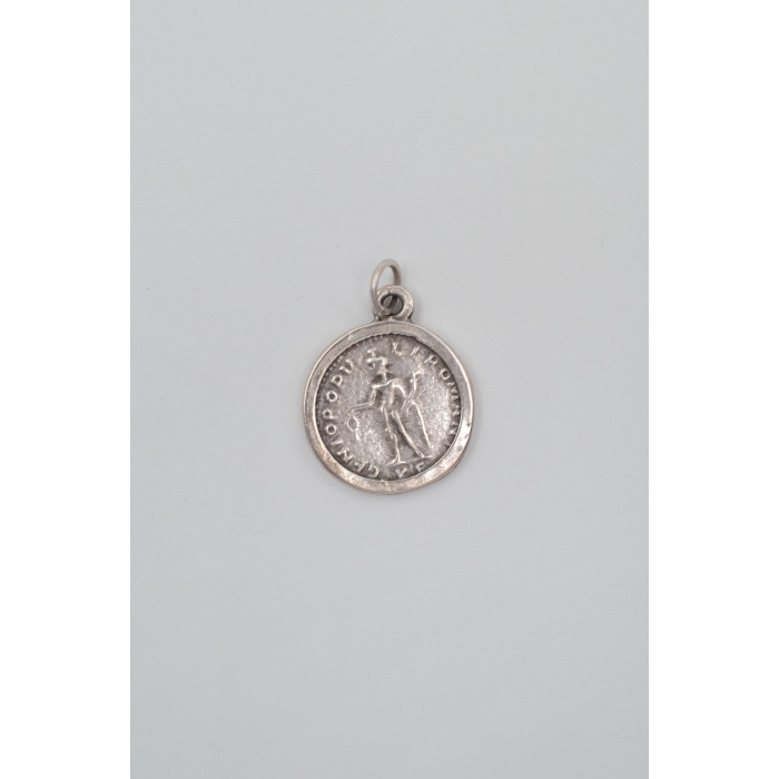 Antik Roma Dönemi Sikke Örme Zincir Kolye - Antik Gümüş Kaplama - Kadın Erkek - 60 cm