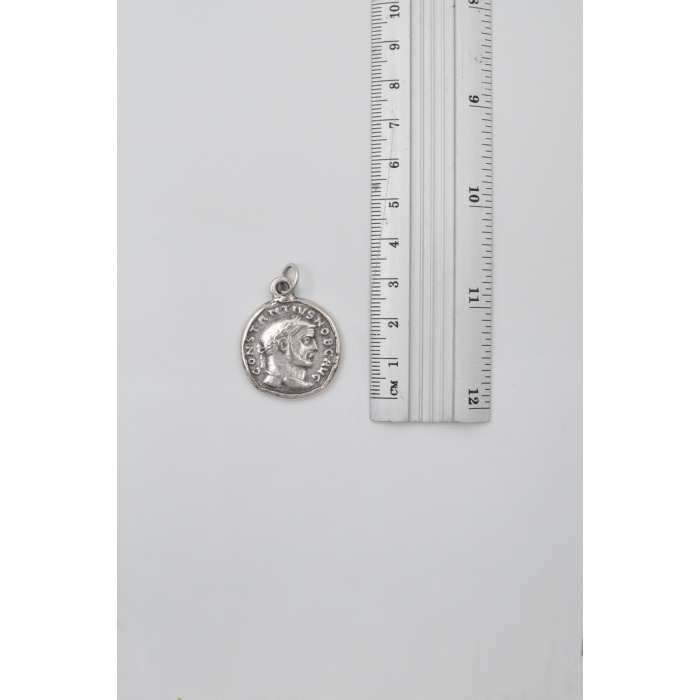 Antik Roma Dönemi Sikke Örme Zincir Kolye - Antik Gümüş Kaplama - Kadın Erkek - 60 cm