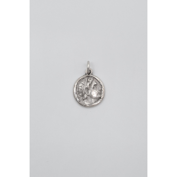 Yunan Antik Makedonya Kralı Büyük İskender Örme Zincir Kolye - Antik Gümüş Kaplama - Kadın Erkek - 60 cm