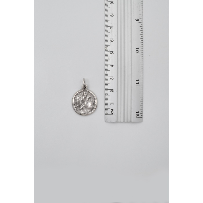 Yunan Antik Makedonya Kralı Büyük İskender Örme Zincir Kolye - Antik Gümüş Kaplama - Kadın Erkek - 60 cm