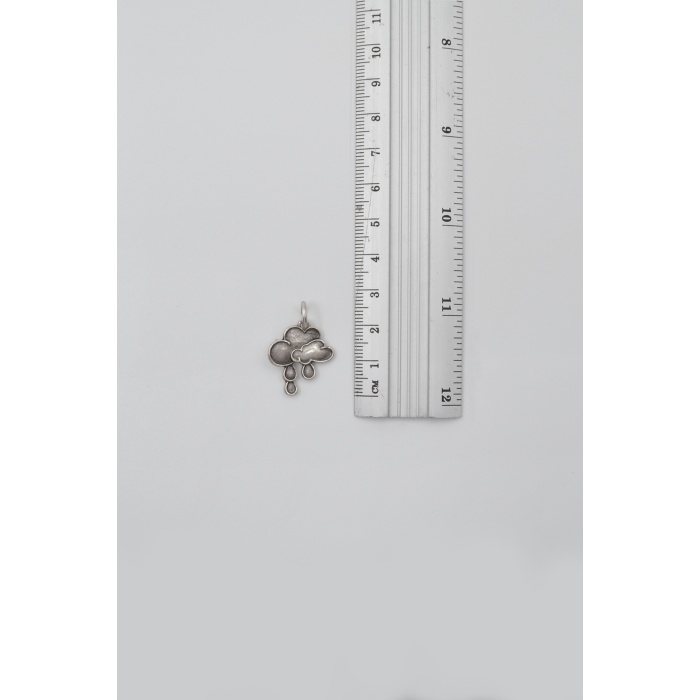 Bulut ve Yağmur Damlası Örme Zincir Kolye - Antik Gümüş Kaplama - Kadın Erkek - 60 cm