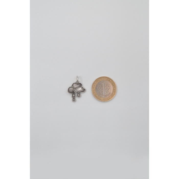 Bulut ve Yağmur Damlası Örme Zincir Kolye - Antik Gümüş Kaplama - Kadın Erkek - 60 cm