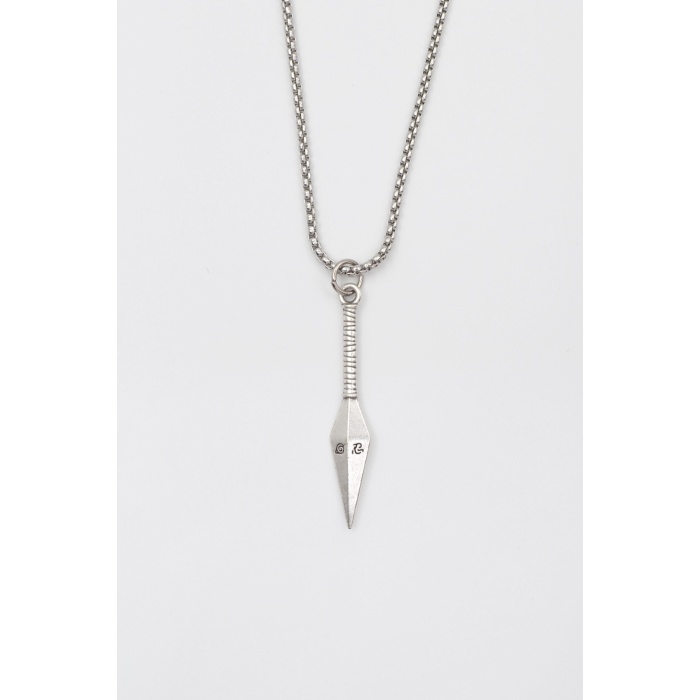 Anime Ninja Kunai Örme Zincir Kolye - Antik Gümüş Kaplama - Kadın Erkek - 60 cm