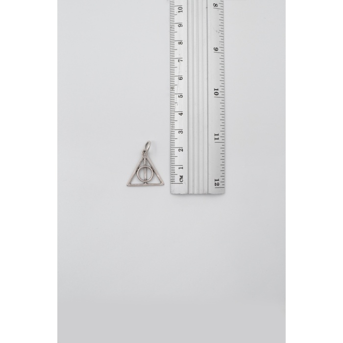 Minimal Harry Potter Ölüm Yadigarları Örme Zincir Kolye - Antik Gümüş Kaplama - Kadın Erkek - 60 cm
