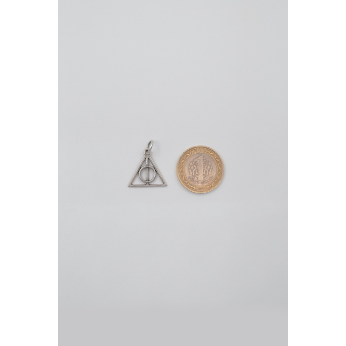 Minimal Harry Potter Ölüm Yadigarları Örme Zincir Kolye - Antik Gümüş Kaplama - Kadın Erkek - 60 cm