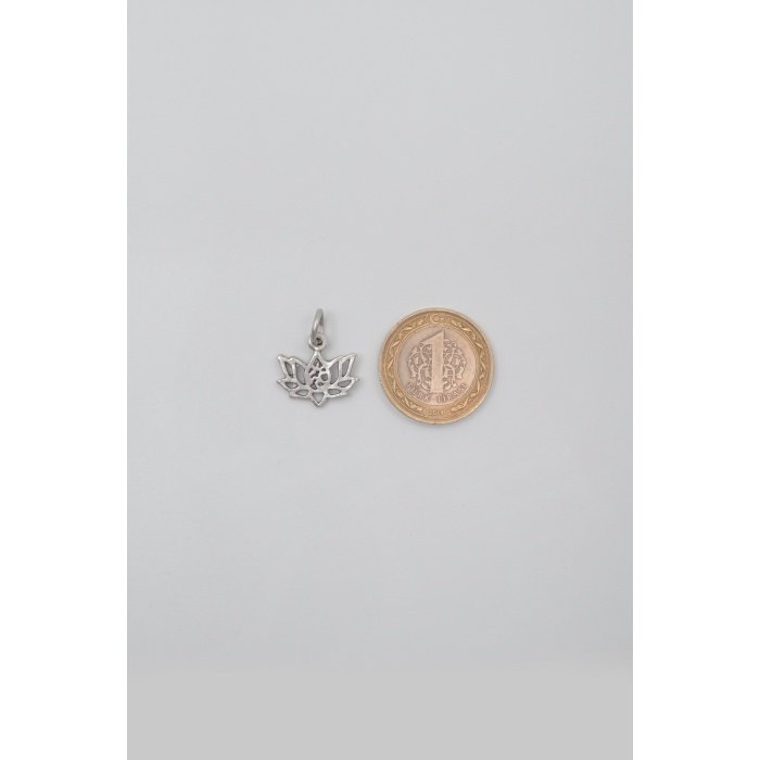 Minimal Om Sembollü Lotus Çiçeği Örme Zincir Kolye - Antik Gümüş Kaplama - Kadın Erkek - 60 cm