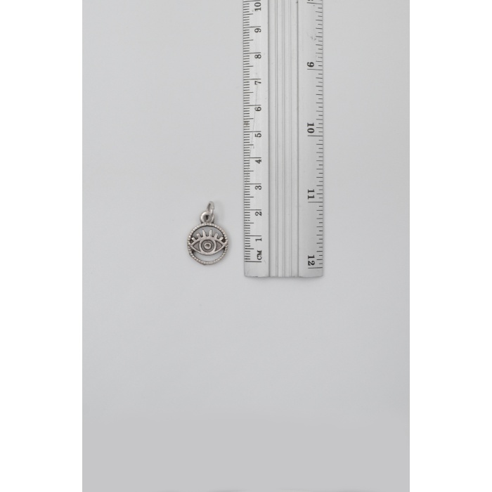Minimalist Göz - Nazar Örme Zincir Kolye - Antik Gümüş Kaplama - Kadın Erkek - 60 cm