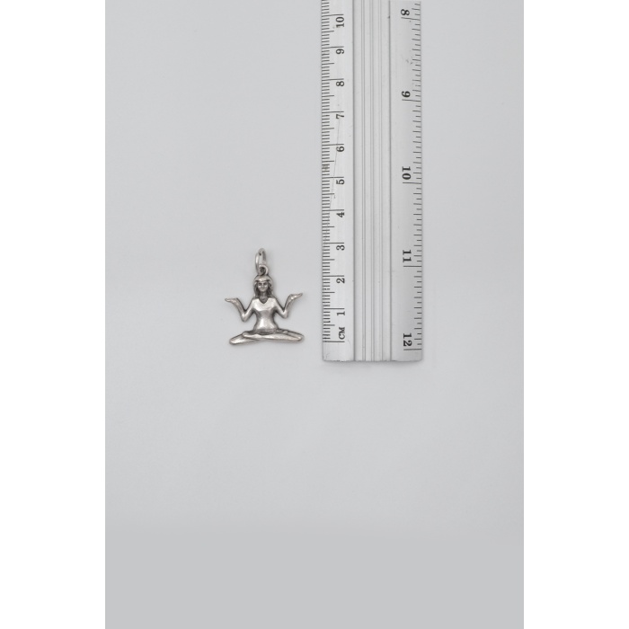 Meditasyon - Yoga - Ruhani - Örme Zincir Kolye - Antik Gümüş Kaplama - Kadın Erkek - 60 cm