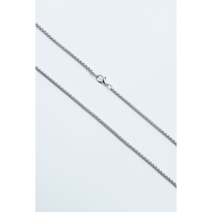Yaprak Örme Zincir Kolye - Antik Gümüş Kaplama - Kadın Erkek - 60 cm