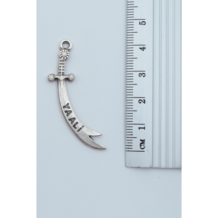 Zülfikar Ya Ali Kılıcı Gümüş Kaplama Deri İp Kolye