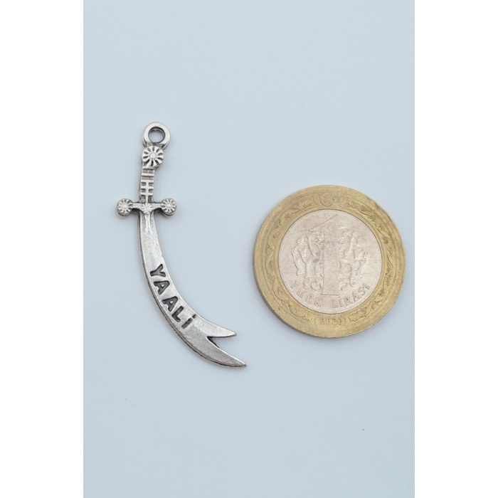 Zülfikar Ya Ali Kılıcı Gümüş Kaplama Örme Zincir Kolye