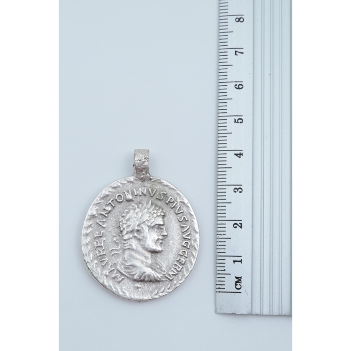 2’li Antik Roma Sikkesi Madalyon Ve Sezar Sikke Gümüş Kaplama Kolye Seti