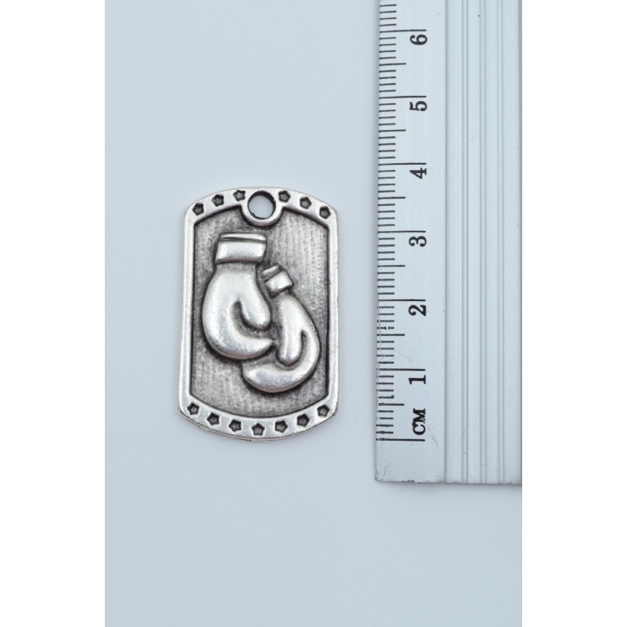 2li Boks Eldiveni Künye Dambıl Halter Gümüş Kaplama Kolye Seti