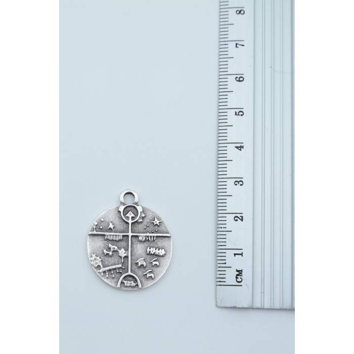 2li Kam Şaman Davulu - Thor Çekiç Gümüş Kaplama Kolye Seti