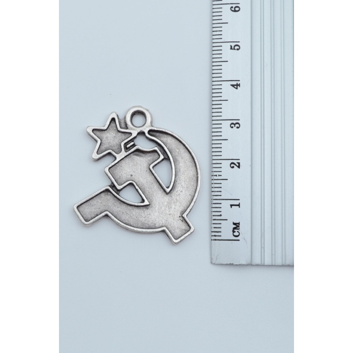 2li Che Guevare Madalyon - Orak Çekiç Gümüş Kaplama Kolye Seti