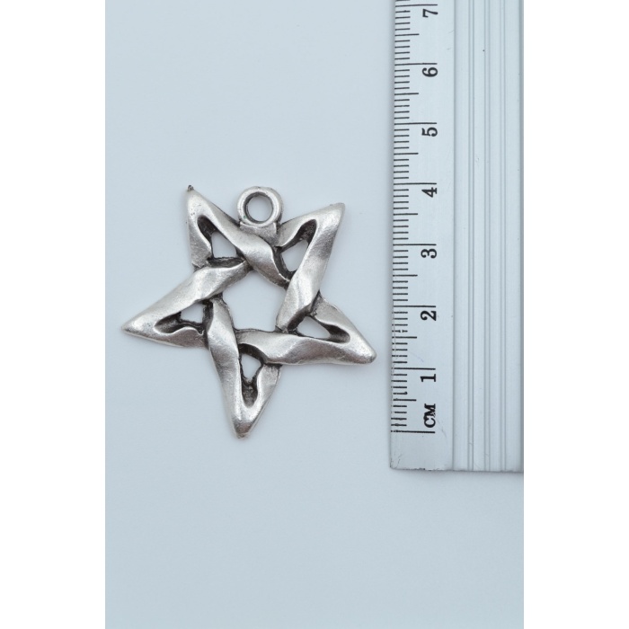 3lü Pentagram Ters Pentagram Keçi Kafası Gümüş Kaplama Kolye Seti