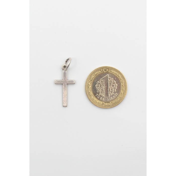 Minimalist Haç Kolye Ucu - Antik Gümüş Kaplama