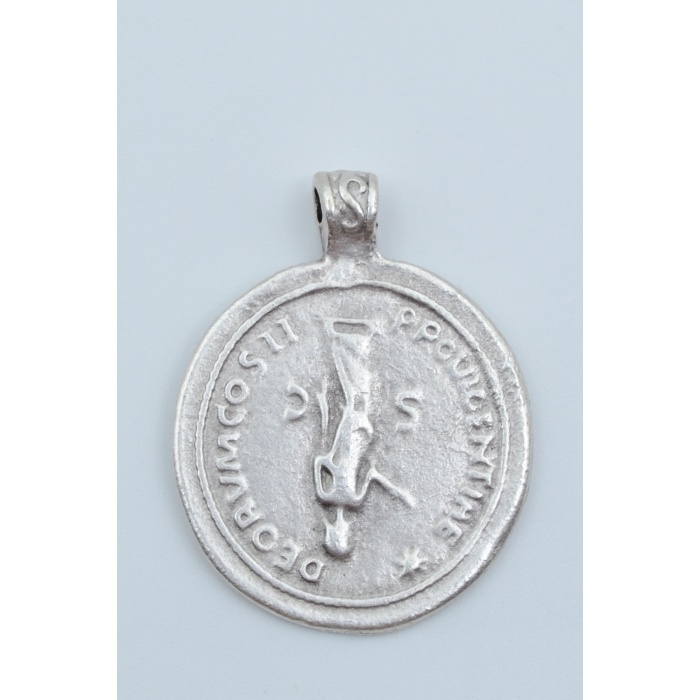 Roma Parası Sikke Gümüş Kaplama Kolye Ucu