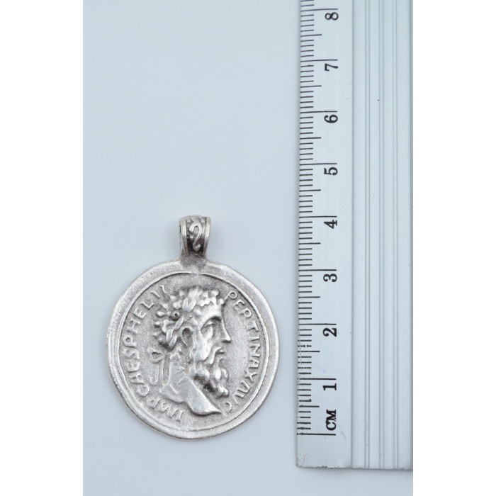 2’li Antik Roma Sikkesi Madalyon Gümüş Kaplama Kolye Seti