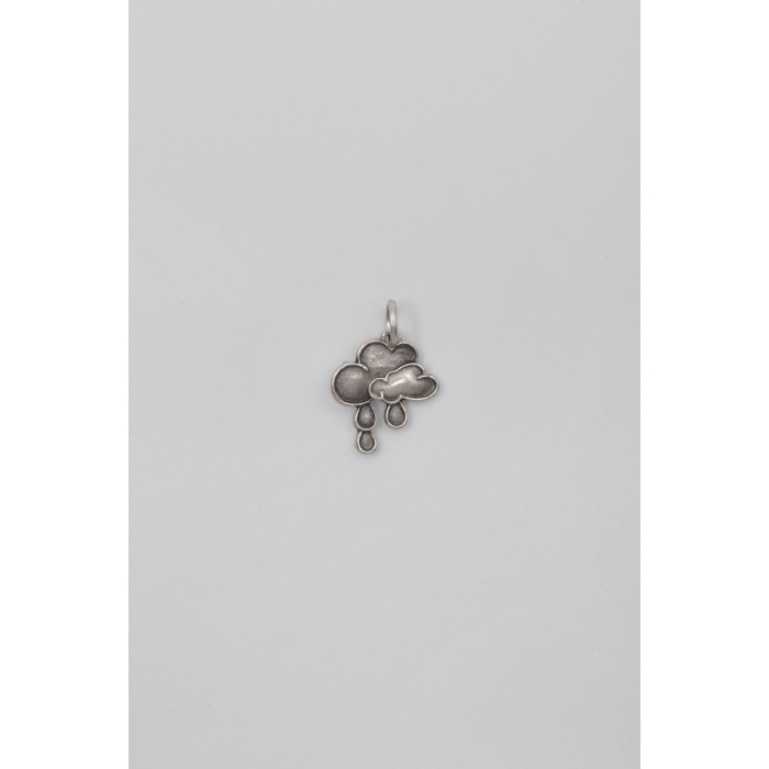 Bulut ve Yağmur Damlası Kolye Ucu - Antik Gümüş Kaplama - Kadın Erkek