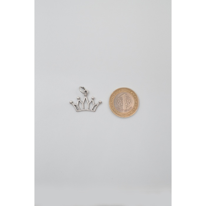 Taç Kolye Ucu - Antik Gümüş Kaplama - Kadın Erkek