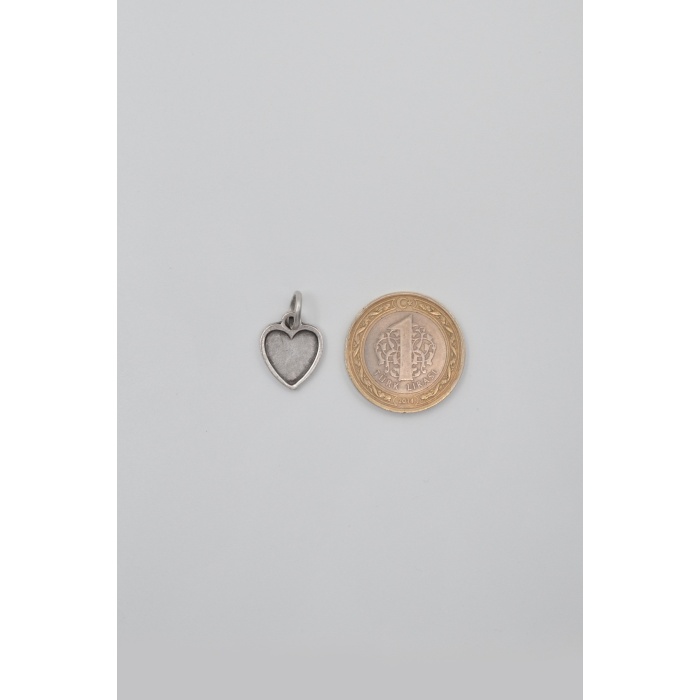 Minimalist Kalp Kolye Ucu - Antik Gümüş Kaplama - Kadın Erkek