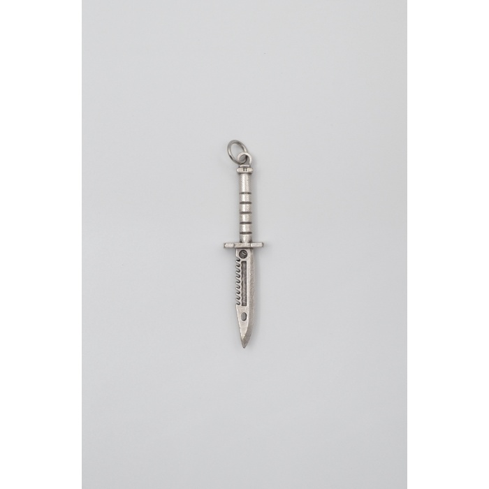 Testere Dişli Taktik Bıçak Kolye Ucu - Antik Gümüş Kaplama - Kadın Erkek