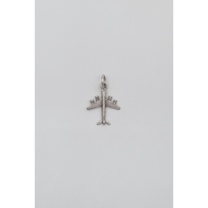 Küçük Uçak Kolye Ucu - Antik Gümüş Kaplama - Kadın Erkek