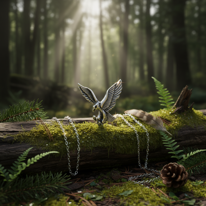 Görkemli Kartal Gümüş Kaplama Düz Zincir Kolye