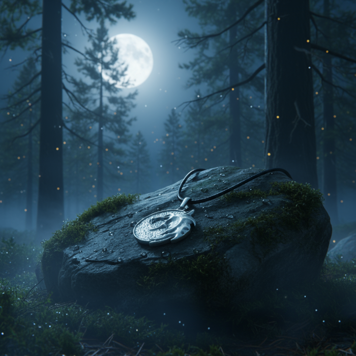 Witcher 3 Madalyon Gümüş Kaplama Deri İp Kolye