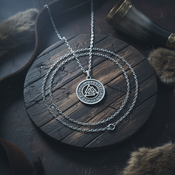 Mitolojik Viking Run Büyülü Sembol Gümüş Kaplama Düz Zincir Kolye