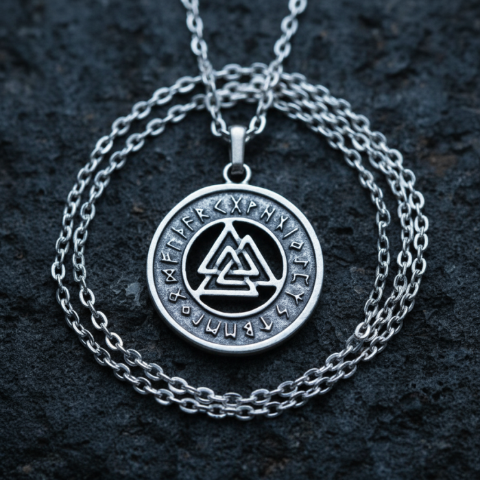 Mitolojik Viking Run Büyülü Sembol Gümüş Kaplama Düz Zincir Kolye