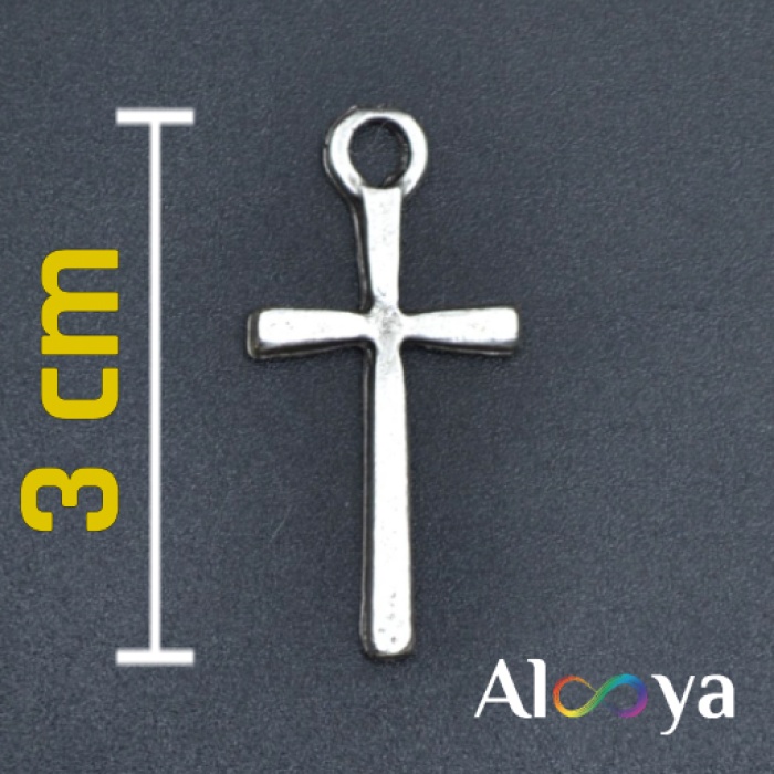 Mini Haç Gümüş Kaplama Örme Zincir Kolye