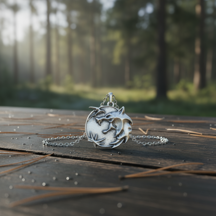 Büyülü Witcher 3 Madalyon Gümüş Kaplama Düz Zincir Kolye