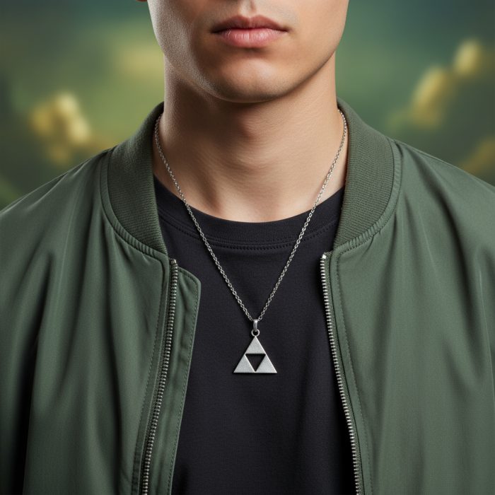 The Legend Of Zelda - Üçgen Gümüş Kaplama Düz Zincir Kolye