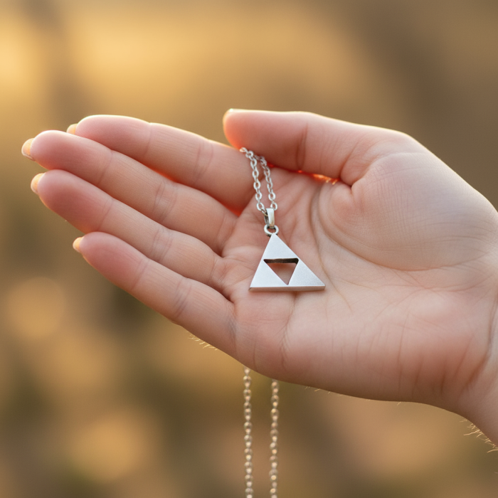 The Legend Of Zelda - Üçgen Gümüş Kaplama Düz Zincir Kolye