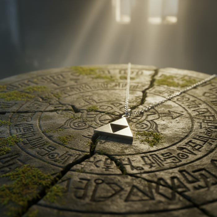 The Legend Of Zelda - Üçgen Gümüş Kaplama Düz Zincir Kolye