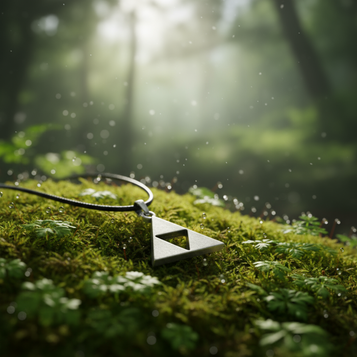 The Legend Of Zelda - Üçgen Gümüş Kaplama Deri İp Kolye