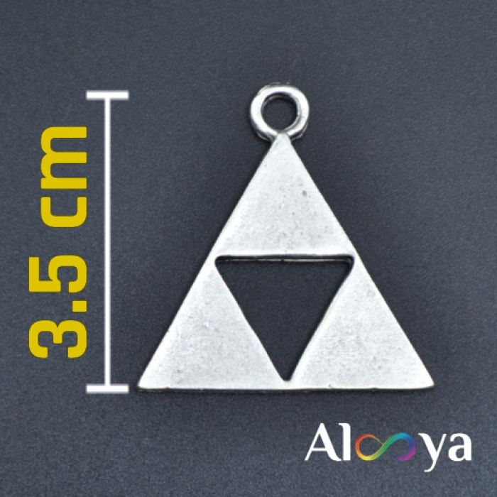 The Legend Of Zelda - Üçgen Gümüş Kaplama Deri İp Kolye