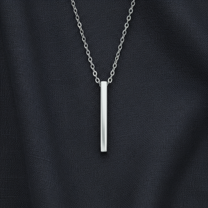 Silindir Çubuk Gümüş Kaplama Düz Zincir Kolye
