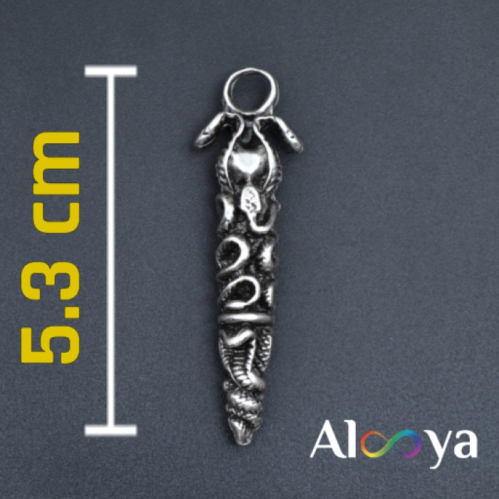 Çift Yılanlı Çubuk Gümüş Kaplama Örme Zincir Kolye