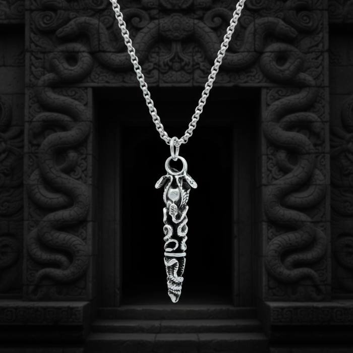 Çift Yılanlı Çubuk Gümüş Kaplama Örme Zincir Kolye