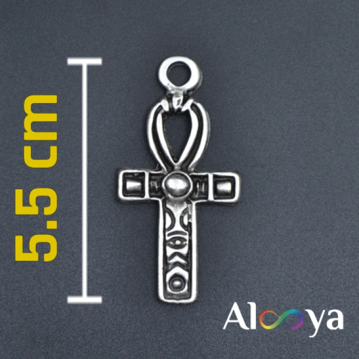 Ankh Anahtarı - Nilin Anahtarı Gümüş Kaplama Örme Zincir Kolye