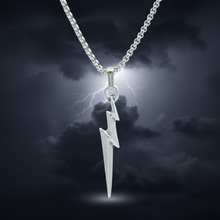 Şimşek - The Flash Gümüş Kaplama Örme Zincir Kolye