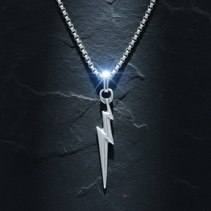 Şimşek - The Flash Gümüş Kaplama Örme Zincir Kolye