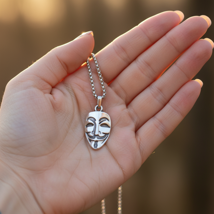 Direniş V For Vendetta Gümüş Kaplama Örme Zincir Kolye