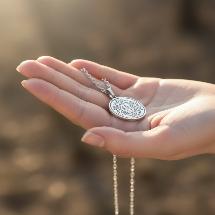 Hz. Süleyman Mühür  Gümüş Kaplama Düz Zincir Kolye