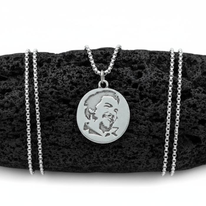 Che Guevara Madalyon Gümüş Kaplama Örme Zincir Kolye