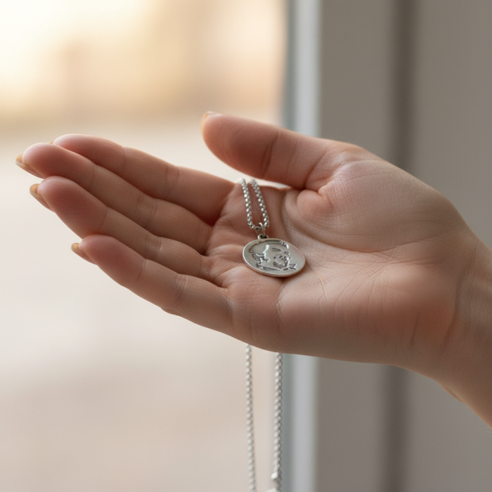 Che Guevara Madalyon Gümüş Kaplama Örme Zincir Kolye